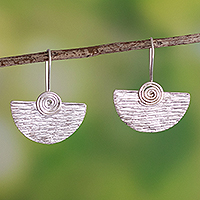 Sterling silver drop earrings, 'Sinking Sun' - Modern Sterling Silver Drop Earrings from Peru
