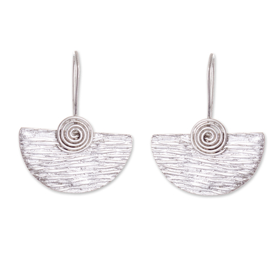 Sterling silver drop earrings, 'Sinking Sun' - Modern Sterling Silver Drop Earrings from Peru