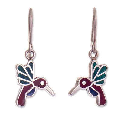 950 Sterling Silver Hummingbird Dangle Earrings from Peru