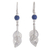 Sodalite filigree dangle earrings, 'Tropical Cascade' - Leaf Motif Sodalite Dangle Earrings
