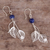 Sodalite filigree dangle earrings, 'Tropical Cascade' - Leaf Motif Sodalite Dangle Earrings