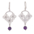 Amethyst filigree dangle earrings, 'Pretty Petals' - Sterling Silver Filigree and Amethyst Earrings