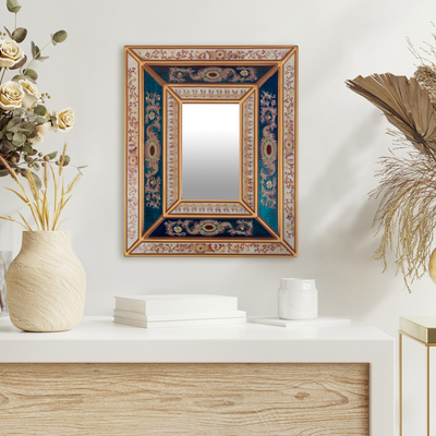 Reverse-painted glass wall mirror, Golden Season