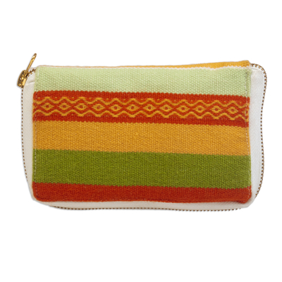 Self-storing cotton tote bag, ‘Madam Handiness’ - Peruvian Cotton Tote Bag in a Multicolour Blend Alpaca Case