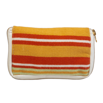 Self-storing cotton tote bag, ‘Madam Handiness’ - Peruvian Cotton Tote Bag in a Multicolour Blend Alpaca Case