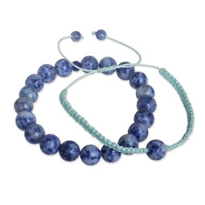 Pair of Hand-crafted Sodalite Beaded and Macrame Bracelets