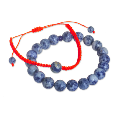 Pair of Hand-crafted Sodalite Beaded and Macrame Bracelets