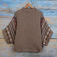 100% baby alpaca poncho sweater, 'Earth Angel' - Artisan Crafted Baby Alpaca Poncho Sweater