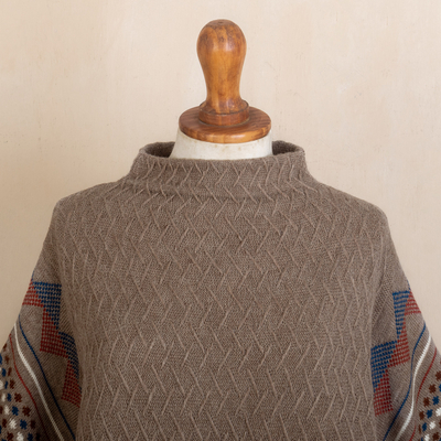 Poncho suéter 100% baby alpaca - Poncho suéter artesanal de baby alpaca