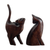 Holzskulpturen, (Paar) - Handgeschnitzte Holzskulpturen mit Katzenmotiv aus Peru (Paar)