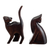 Wood sculptures, 'Fully Flirty' (pair) - Hand-Carved Cat Themed Wood Sculptures from Peru (Pair)