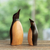 Figuritas de madera, 'Pingüino Madre e Hijo' (pareja) - Figuras de pingüinos de madera de cedro talladas a mano (par)