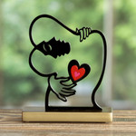 Wood sculpture, 'Eternal Hug' - Peruvian Artisan Crafted Wood Sculpture with Heart Design