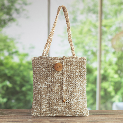 Pretty Simple Me Jute Tote Bag | Crossbody Bag | Leather Handle Strap |  Adjustable Canvas Crossbody Strap | Large Compartment