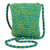Jute knit bag, 'Beauty in Green' - Green and Turquoise Bag Knit from Jute with Cheesewood Beads