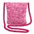 Jute knit bag, 'Beauty in Pink' - Fuchsia and White Bag Knit from Jute with Cheesewood Beads