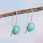 Amazonite and Sterling Silver Drop Earrings Made in Peru, 'Lagoon Reflection'
