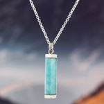 Amazonite pendant necklace, 'Sweet Azure' - Modern Aqua Blue Amazonite and Andean Silver Necklace
