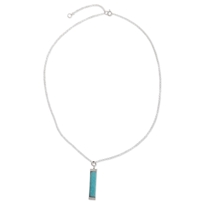 Modern Aqua Blue Amazonite and Andean Silver Necklace
