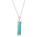 Amazonite pendant necklace, 'Sweet Azure' - Modern Aqua Blue Amazonite and Andean Silver Necklace