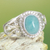 Amazonite cocktail ring, 'Radiant Elegance' - Peru Ornate Silver and Amazonite Single Stone Ring (image 2) thumbail