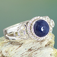 Sodalite cocktail ring, 'Gemstone Magic' - Peru Silver and Sodalite Single Stone Ring