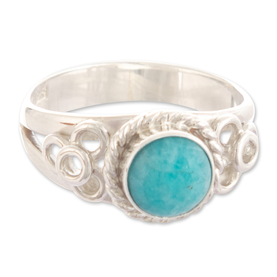 Amazonite cocktail ring, 'Gemstone Magic' - Peru Silver and Amazonite Single Stone Ring