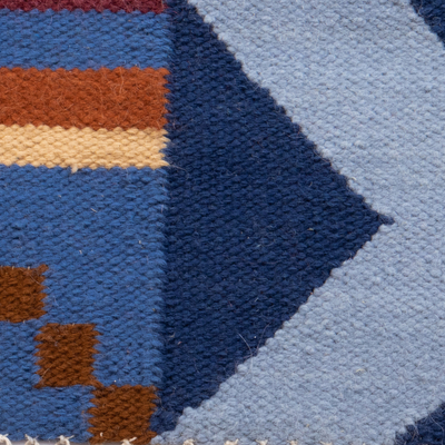 Wollteppich, (6,5x5) - Wollgefärbter Teppich, handgewebt mit geometrischen Motiven (6,5 x 5)