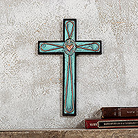 Wood wall cross, Cross and Heart