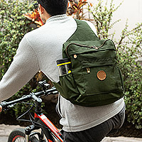 Cross-body backpack, 'Adventure Bound' - Green Cross-body Backpack Made in Peru