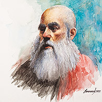 'Mature Gaze' - Original Watercolor Portrait Painting