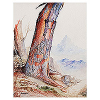 'Old Trunk' - Signed Original Tree Painting from Peru