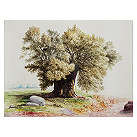 'The Olive' - Watercolor Tree Painting from Peruvian Artist