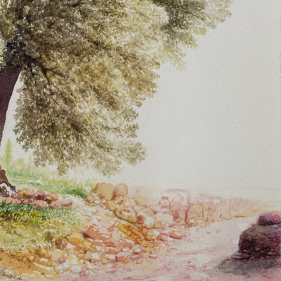 'La Oliva' - Pintura de árbol de acuarela del artista peruano
