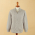 Men's 100% alpaca zipper cardigan, 'Cozy Pearl Grey' - Pearl Grey Alpaca Cable Knit Men's Cardigan with Zipper (image 2c) thumbail