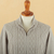 Men's 100% alpaca zipper cardigan, 'Cozy Pearl Grey' - Pearl Grey Alpaca Cable Knit Men's Cardigan with Zipper (image 2f) thumbail