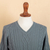 100% alpaca men's sweater, 'Dusty Blue' - Men's Blue Pullover Sweater Knit in Peru with 100% Alpaca (image 2g) thumbail