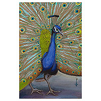 'Peacock' - Realistic Acrylic Bird Painting on Canvas
