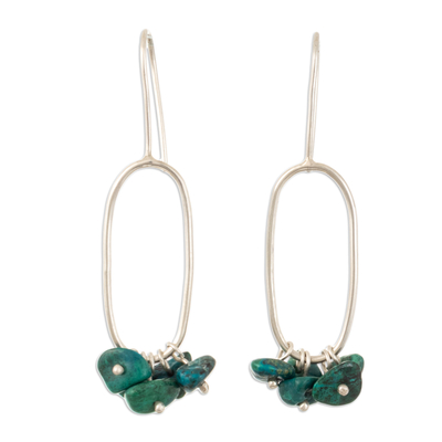 Handcrafted Natural Chrysocolla Dangle Earrings from Peru