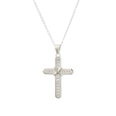 Sterling silver pendant necklace, 'Harmonious Cross' - 925 Sterling Silver Pendant Necklace Handcrafted in Peru