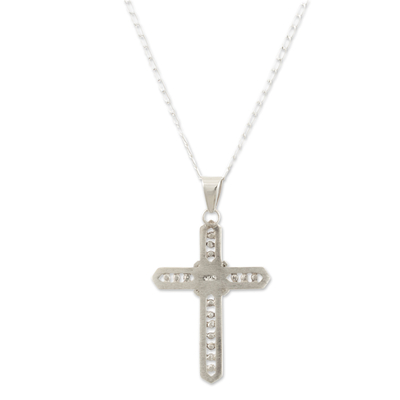 Sterling silver pendant necklace, 'Harmonious Cross' - 925 Sterling Silver Pendant Necklace Handcrafted in Peru