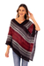 Baby alpaca blend poncho, 'Reds and Grays' - Poncho Handmade from Baby Alpaca Blend in Peru (image 2b) thumbail