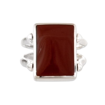 Reversible onyx and jasper cocktail ring, 'Gemstone Duality' - Onyx and Jasper Reversible Cocktail Ring from Peru