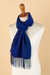 Baby alpaca blend scarf, 'Blue Free Soul' - Blue Baby Alpaca Blend Hand-woven Striped Scarf from Peru (image 2c) thumbail
