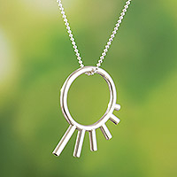 Sterling silver pendant necklace, 'Satellite Style' - Modern Sterling Silver Necklace