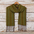 Baby alpaca blend scarf, 'Green Infinity' - Green Baby Alpaca Blend Hand-woven Striped Scarf from Peru (image 2) thumbail