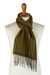 Baby alpaca blend scarf, 'Green Infinity' - Green Baby Alpaca Blend Hand-woven Striped Scarf from Peru thumbail