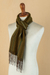 Baby alpaca blend scarf, 'Green Infinity' - Green Baby Alpaca Blend Hand-woven Striped Scarf from Peru (image 2c) thumbail