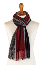 Baby alpaca blend scarf, 'Reds and Grays' - Hand-Woven Striped Red and Gray Baby Alpaca Blend Scarf