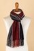 Baby alpaca blend scarf, 'Reds and Grays' - Red and Gray Baby Alpaca Blend Hand-woven Striped Scarf (image 2b) thumbail